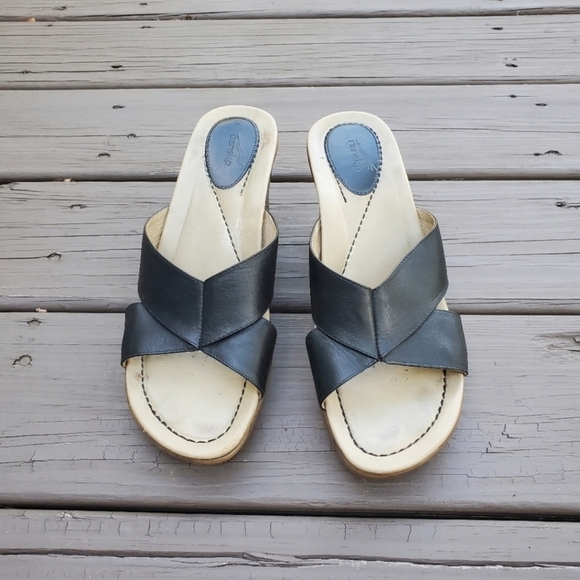 Dansko Professional Necci Black Leather Criss Cross Wrap Strappy Wedge Sandals - Picture 4 of 8